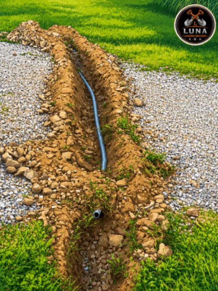 Fiber conduit set into a fresh trench